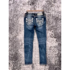 Rock Revival Jeans 27 Womens Celinda Mid Rise Skinny Flap Pocket Rhinestone